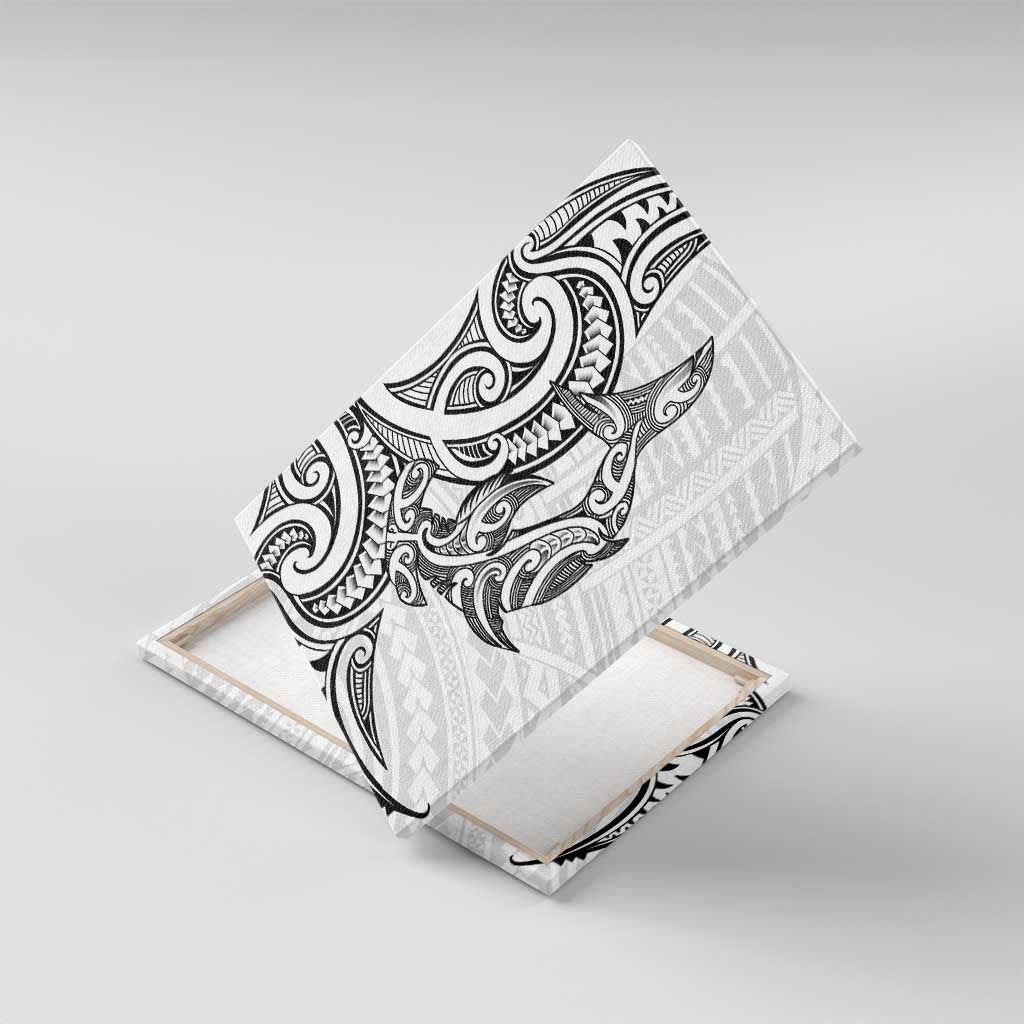 New Zealand Hammerhead Shark Canvas Wall Art Maori Haehae Mangopare White - Aussie Hoodie