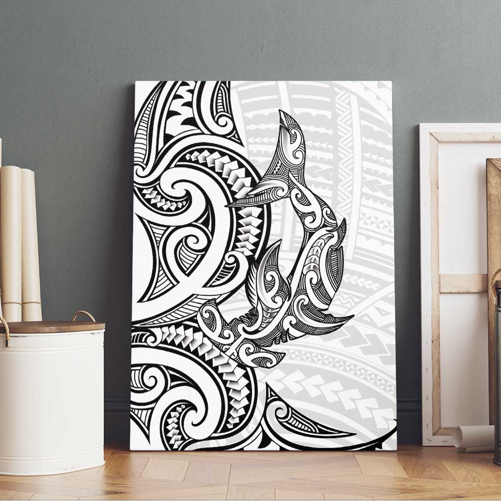 New Zealand Hammerhead Shark Canvas Wall Art Maori Haehae Mangopare White - Aussie Hoodie