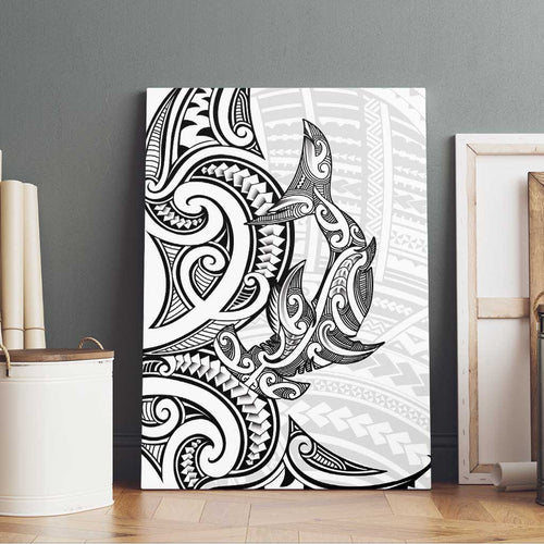 New Zealand Hammerhead Shark Canvas Wall Art Maori Haehae Mangopare White - Aussie Hoodie