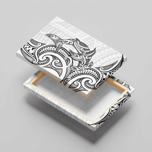 New Zealand Hammerhead Shark Canvas Wall Art Maori Haehae Mangopare White - Aussie Hoodie