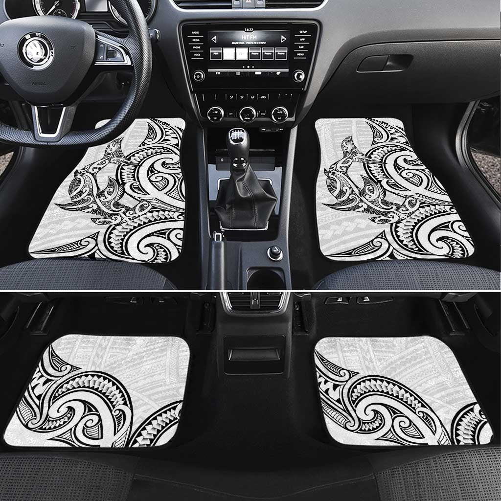 New Zealand Hammerhead Shark Car Mats Maori Haehae Mangopare White - Aussie Hoodie