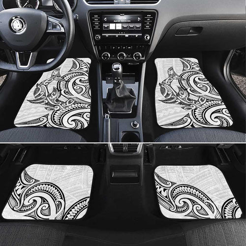 New Zealand Hammerhead Shark Car Mats Maori Haehae Mangopare White - Aussie Hoodie