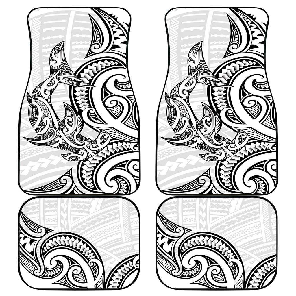 New Zealand Hammerhead Shark Car Mats Maori Haehae Mangopare White - Aussie Hoodie