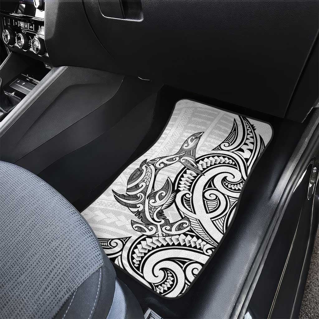 New Zealand Hammerhead Shark Car Mats Maori Haehae Mangopare White - Aussie Hoodie