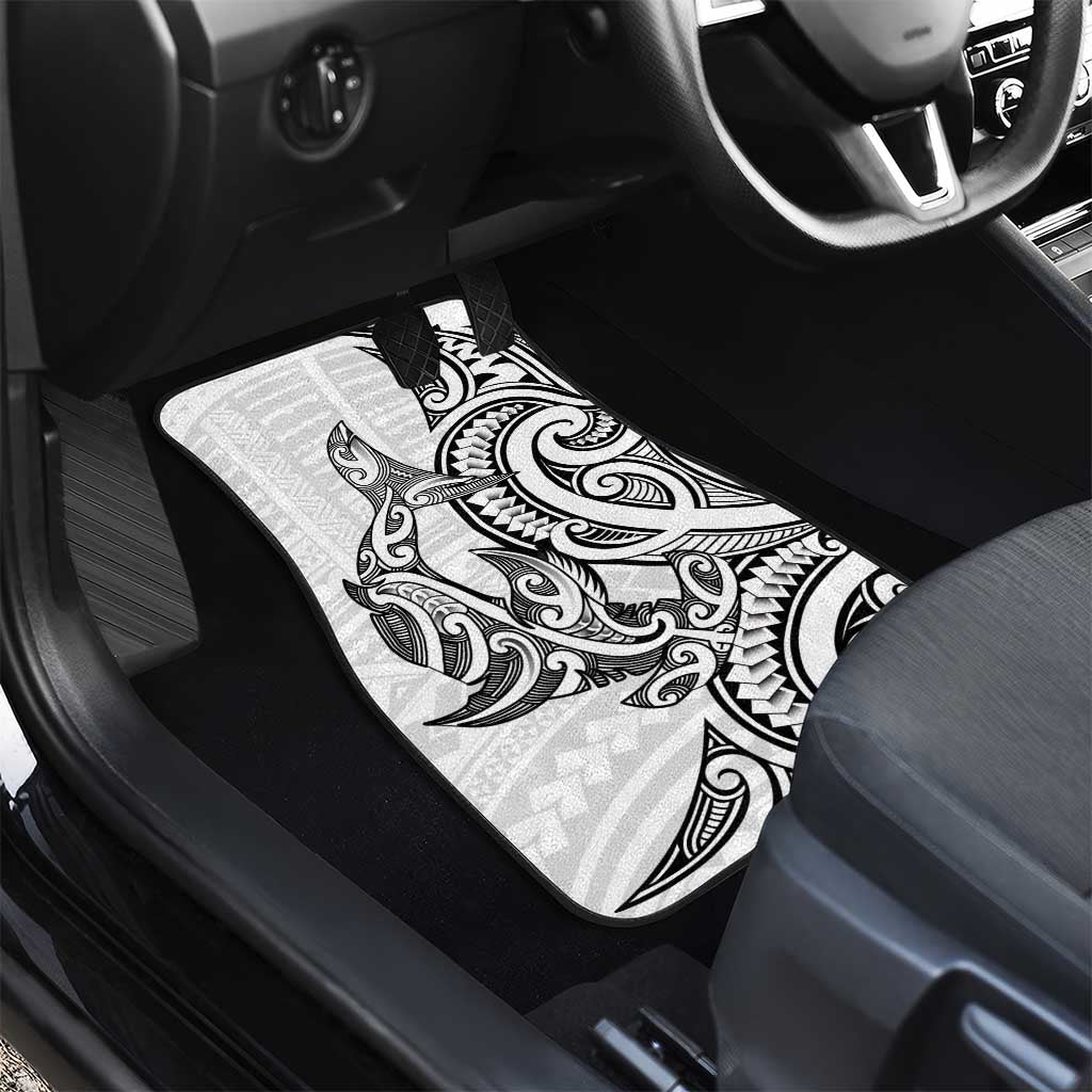 New Zealand Hammerhead Shark Car Mats Maori Haehae Mangopare White - Aussie Hoodie