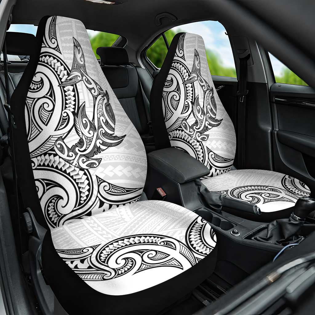 New Zealand Hammerhead Shark Car Seat Cover Maori Haehae Mangopare White - Aussie Hoodie