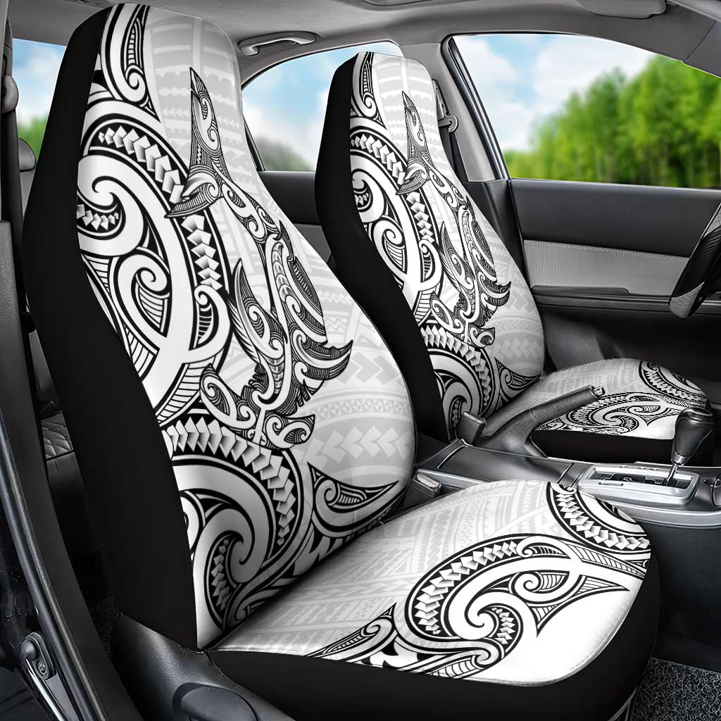 New Zealand Hammerhead Shark Car Seat Cover Maori Haehae Mangopare White - Aussie Hoodie