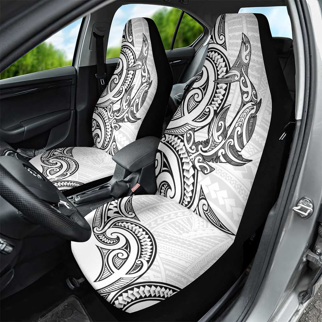 New Zealand Hammerhead Shark Car Seat Cover Maori Haehae Mangopare White - Aussie Hoodie