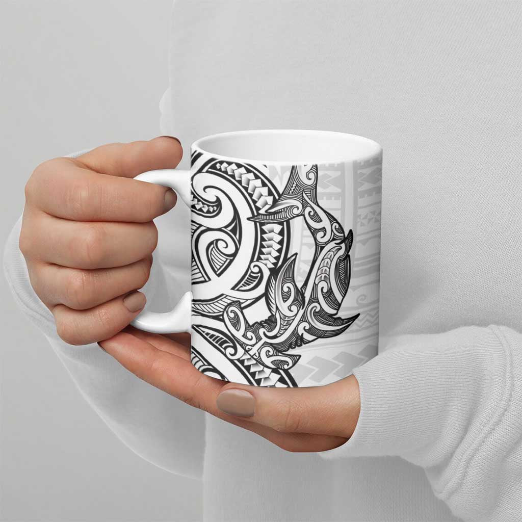 New Zealand Hammerhead Shark Ceramic Mug Maori Haehae Mangopare White - Aussie Hoodie