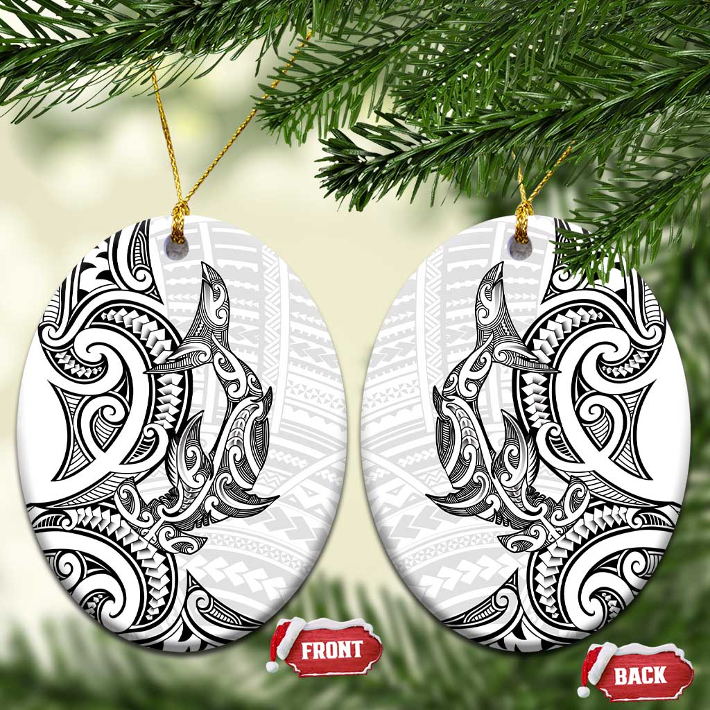 New Zealand Hammerhead Shark Ceramic Ornament Maori Haehae Mangopare White - Aussie Hoodie