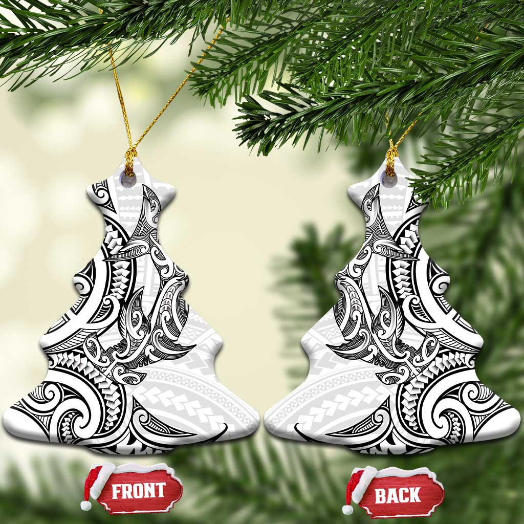 New Zealand Hammerhead Shark Ceramic Ornament Maori Haehae Mangopare White - Aussie Hoodie