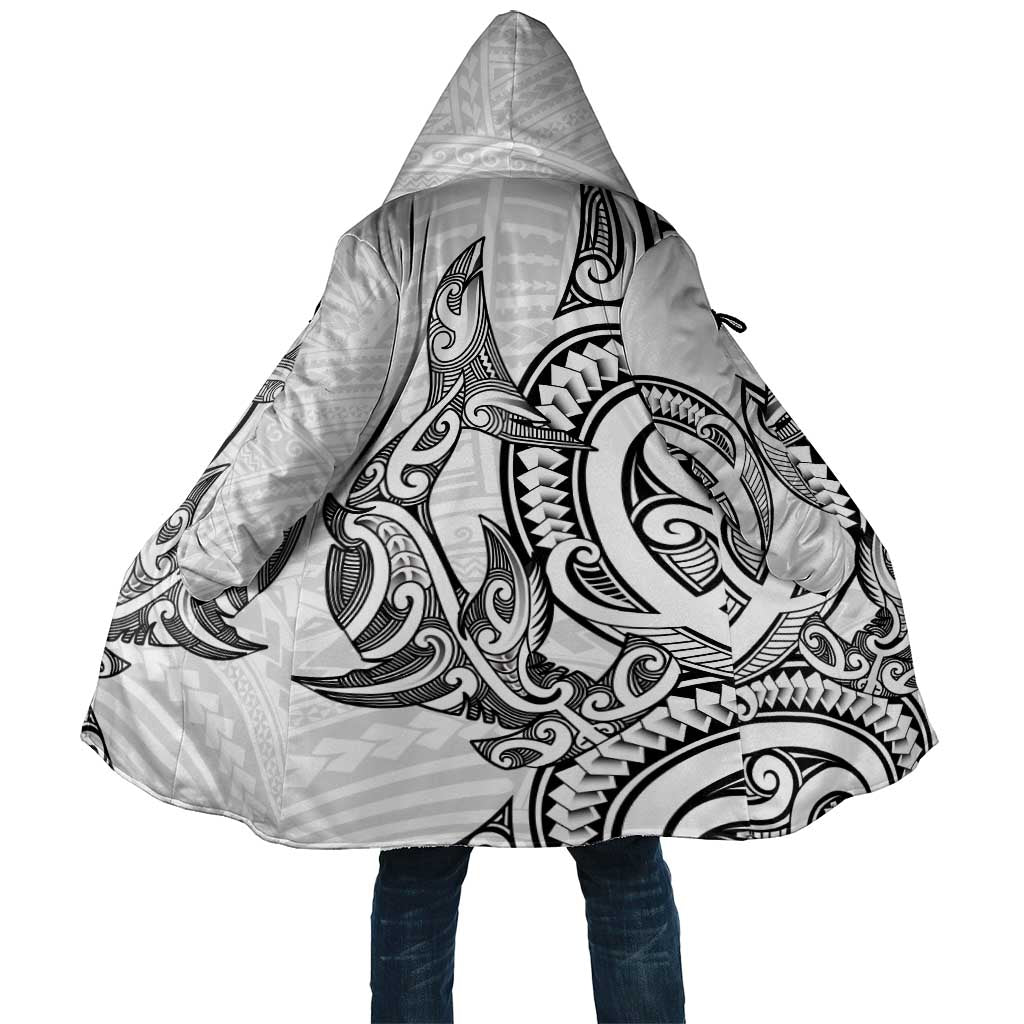 New Zealand Hammerhead Shark Cloak Maori Haehae Mangopare White - Aussie Hoodie