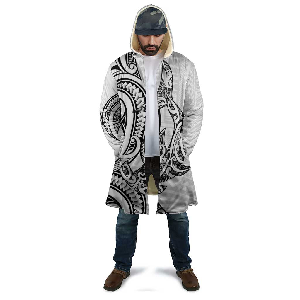 New Zealand Hammerhead Shark Cloak Maori Haehae Mangopare White - Aussie Hoodie