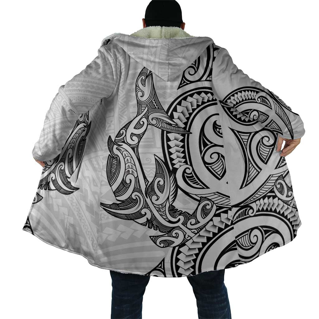 New Zealand Hammerhead Shark Cloak Maori Haehae Mangopare White - Aussie Hoodie