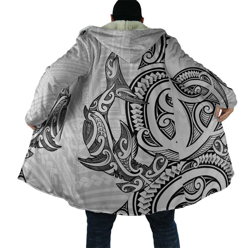 New Zealand Hammerhead Shark Cloak Maori Haehae Mangopare White - Aussie Hoodie