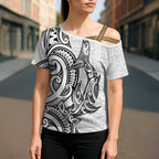 New Zealand Hammerhead Shark Cross Shoulder Shirt Maori Haehae Mangopare White - Aussie Hoodie