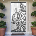 New Zealand Hammerhead Shark Door Cover Maori Haehae Mangopare White - Aussie Hoodie