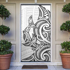 New Zealand Hammerhead Shark Door Cover Maori Haehae Mangopare White - Aussie Hoodie