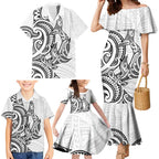New Zealand Hammerhead Shark Family Matching Mermaid Dress and Hawaiian Shirt Maori Haehae Mangopare White - Aussie Hoodie
