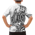 New Zealand Hammerhead Shark Family Matching Mermaid Dress and Hawaiian Shirt Maori Haehae Mangopare White - Aussie Hoodie