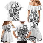 New Zealand Hammerhead Shark Family Matching Mermaid Dress and Hawaiian Shirt Maori Haehae Mangopare White - Aussie Hoodie