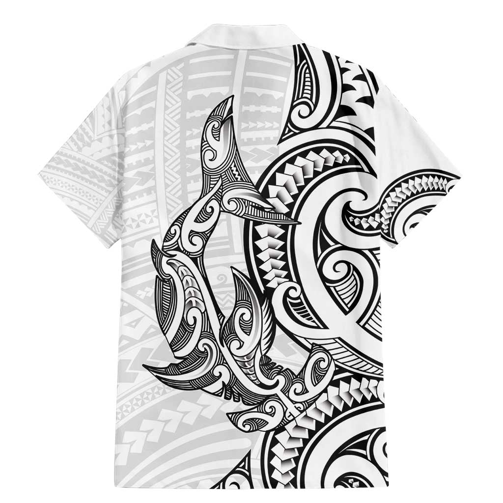 New Zealand Hammerhead Shark Family Matching Mermaid Dress and Hawaiian Shirt Maori Haehae Mangopare White - Aussie Hoodie