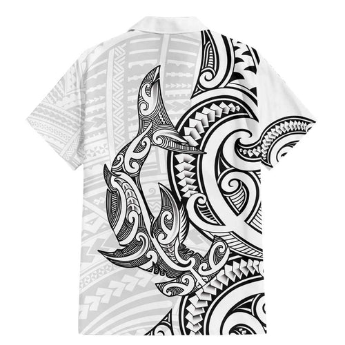 New Zealand Hammerhead Shark Family Matching Mermaid Dress and Hawaiian Shirt Maori Haehae Mangopare White - Aussie Hoodie