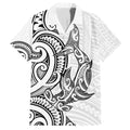 New Zealand Hammerhead Shark Family Matching Off Shoulder Maxi Dress and Hawaiian Shirt Maori Haehae Mangopare White - Aussie Hoodie