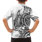New Zealand Hammerhead Shark Family Matching Puletasi and Hawaiian Shirt Maori Haehae Mangopare White - Aussie Hoodie