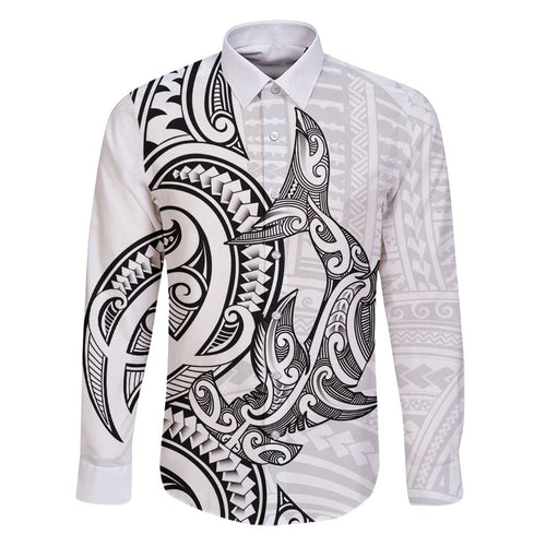 New Zealand Hammerhead Shark Family Matching Puletasi and Hawaiian Shirt Maori Haehae Mangopare White - Aussie Hoodie