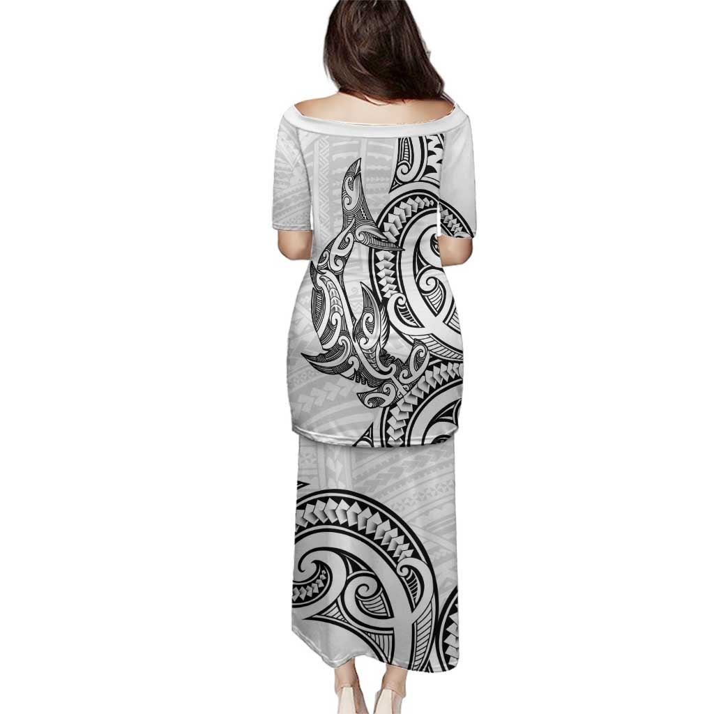 New Zealand Hammerhead Shark Family Matching Puletasi and Hawaiian Shirt Maori Haehae Mangopare White - Aussie Hoodie