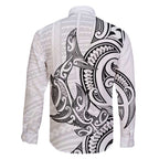New Zealand Hammerhead Shark Family Matching Short Sleeve Bodycon Dress and Hawaiian Shirt Maori Haehae Mangopare White - Aussie Hoodie