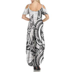 New Zealand Hammerhead Shark Family Matching Summer Maxi Dress and Hawaiian Shirt Maori Haehae Mangopare White - Aussie Hoodie