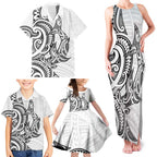 New Zealand Hammerhead Shark Family Matching Tank Maxi Dress and Hawaiian Shirt Maori Haehae Mangopare White - Aussie Hoodie