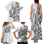 New Zealand Hammerhead Shark Family Matching Tank Maxi Dress and Hawaiian Shirt Maori Haehae Mangopare White - Aussie Hoodie