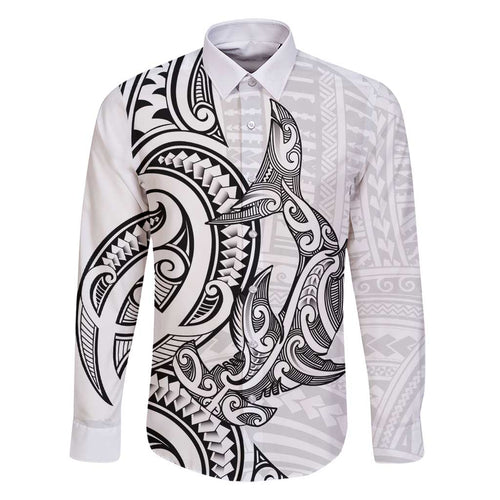 New Zealand Hammerhead Shark Family Matching Tank Maxi Dress and Hawaiian Shirt Maori Haehae Mangopare White - Aussie Hoodie