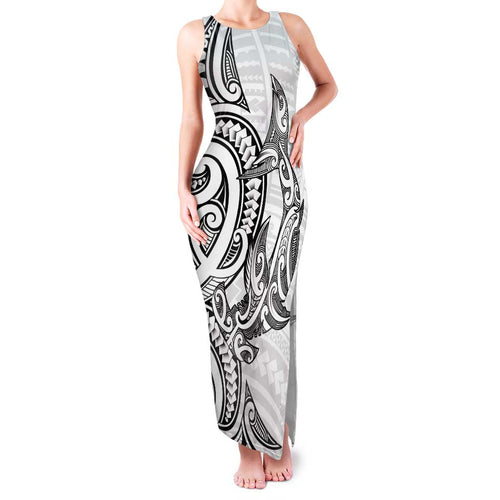 New Zealand Hammerhead Shark Family Matching Tank Maxi Dress and Hawaiian Shirt Maori Haehae Mangopare White - Aussie Hoodie