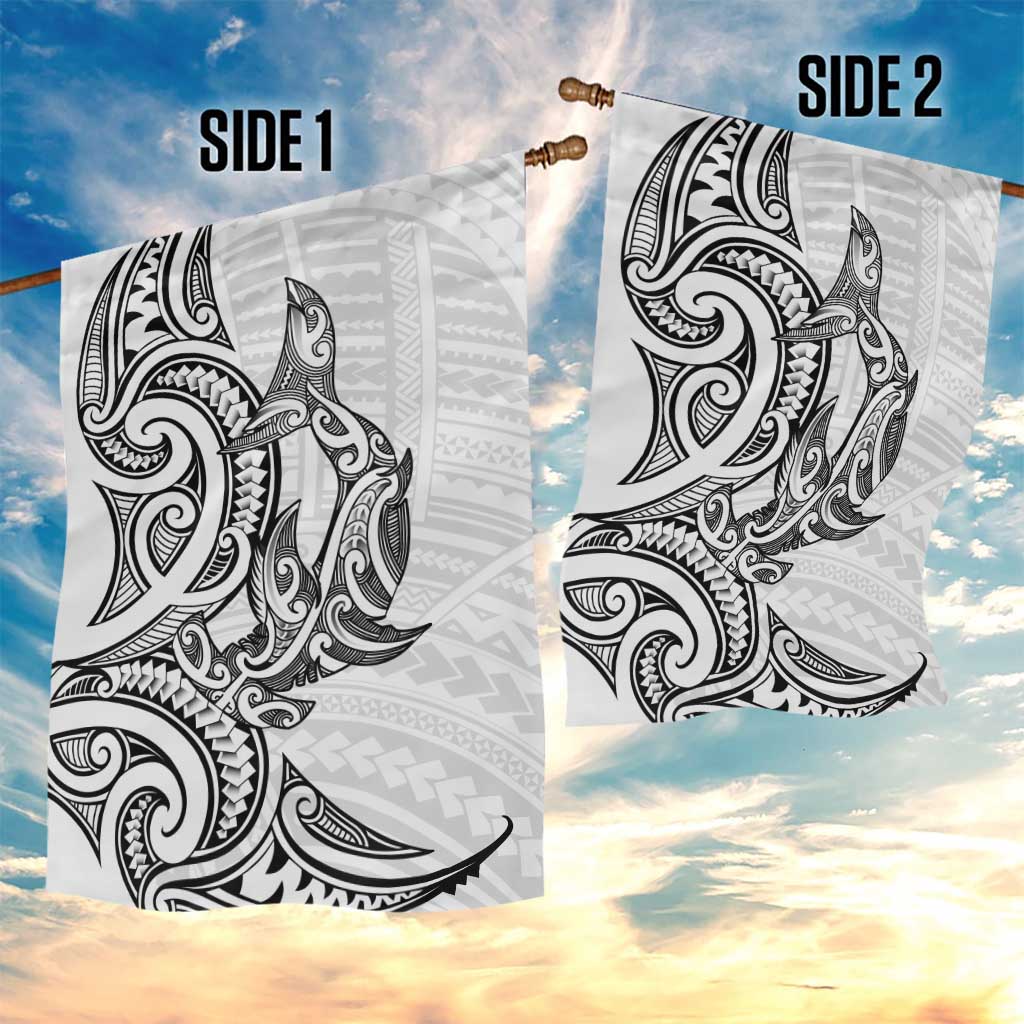 New Zealand Hammerhead Shark Garden Flag Maori Haehae Mangopare White - Aussie Hoodie