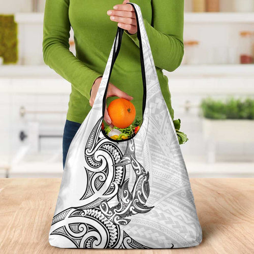 New Zealand Hammerhead Shark Grocery Bag Maori Haehae Mangopare White - Aussie Hoodie