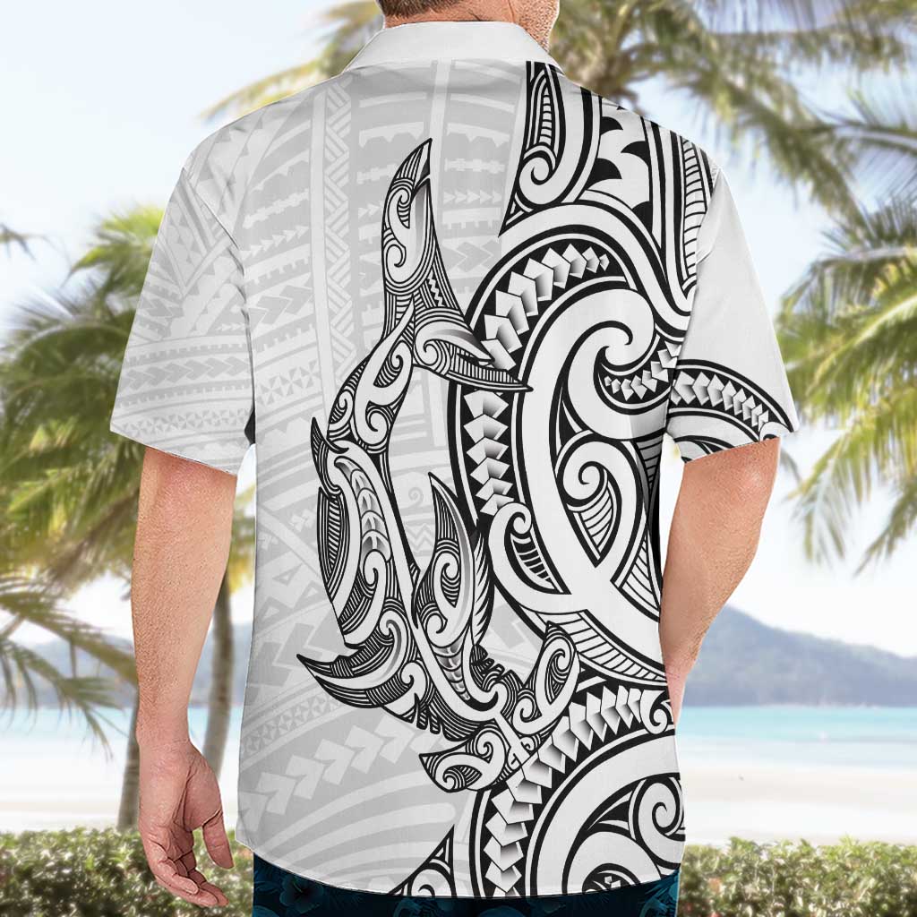 New Zealand Hammerhead Shark Hawaiian Shirt Maori Haehae Mangopare White - Aussie Hoodie