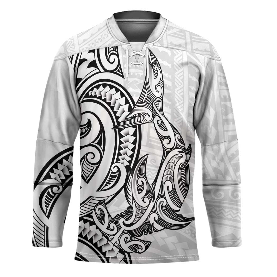 New Zealand Hammerhead Shark Hockey Jersey Maori Haehae Mangopare White - Aussie Hoodie