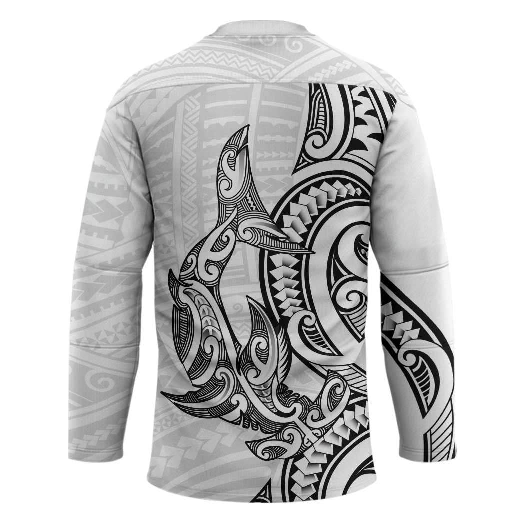 New Zealand Hammerhead Shark Hockey Jersey Maori Haehae Mangopare White - Aussie Hoodie
