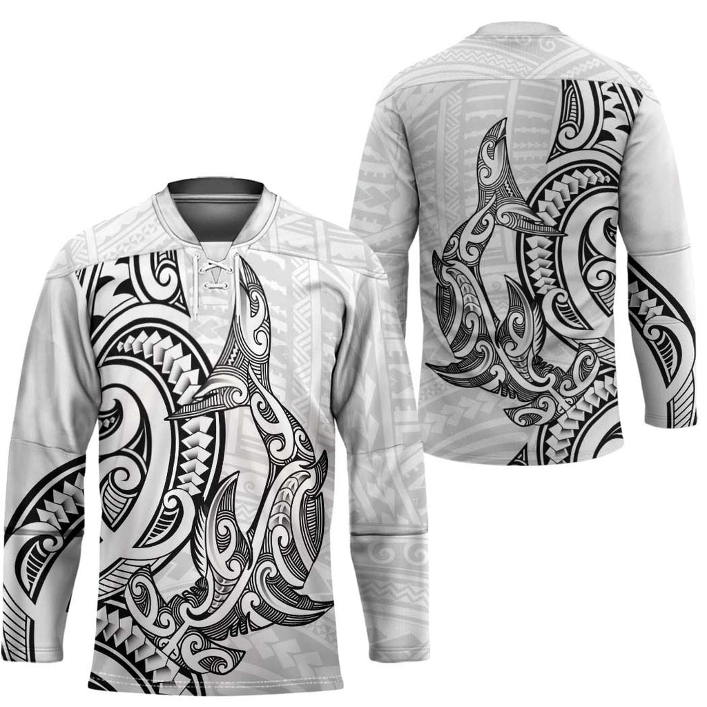 New Zealand Hammerhead Shark Hockey Jersey Maori Haehae Mangopare White - Aussie Hoodie