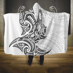 New Zealand Hammerhead Shark Hooded Blanket Maori Haehae Mangopare White - Aussie Hoodie