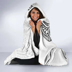 New Zealand Hammerhead Shark Hooded Blanket Maori Haehae Mangopare White - Aussie Hoodie