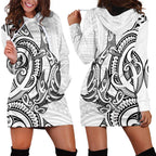 New Zealand Hammerhead Shark Hoodie Dress Maori Haehae Mangopare White - Aussie Hoodie