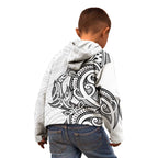 New Zealand Hammerhead Shark Kid Hoodie Maori Haehae Mangopare White - Aussie Hoodie