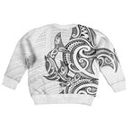 New Zealand Hammerhead Shark Kid Ugly Christmas Sweater Maori Haehae Mangopare White - Aussie Hoodie