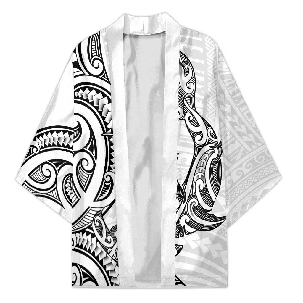 New Zealand Hammerhead Shark Kimono Maori Haehae Mangopare White - Aussie Hoodie
