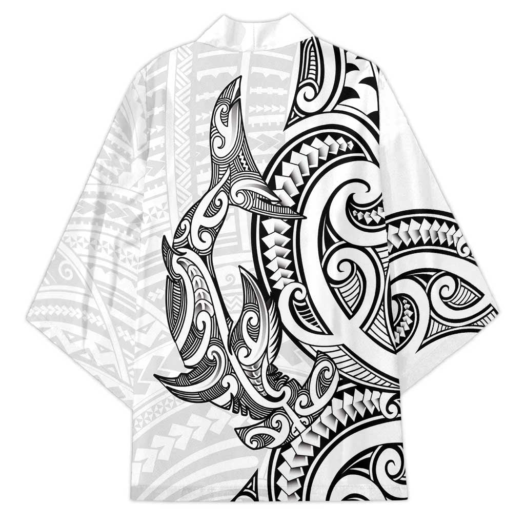 New Zealand Hammerhead Shark Kimono Maori Haehae Mangopare White - Aussie Hoodie